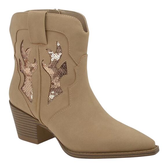 Wild Pair Women's Lucie Western Snip Toe Booties Light Tan Size 9 1/2 - Picture 1 of 5